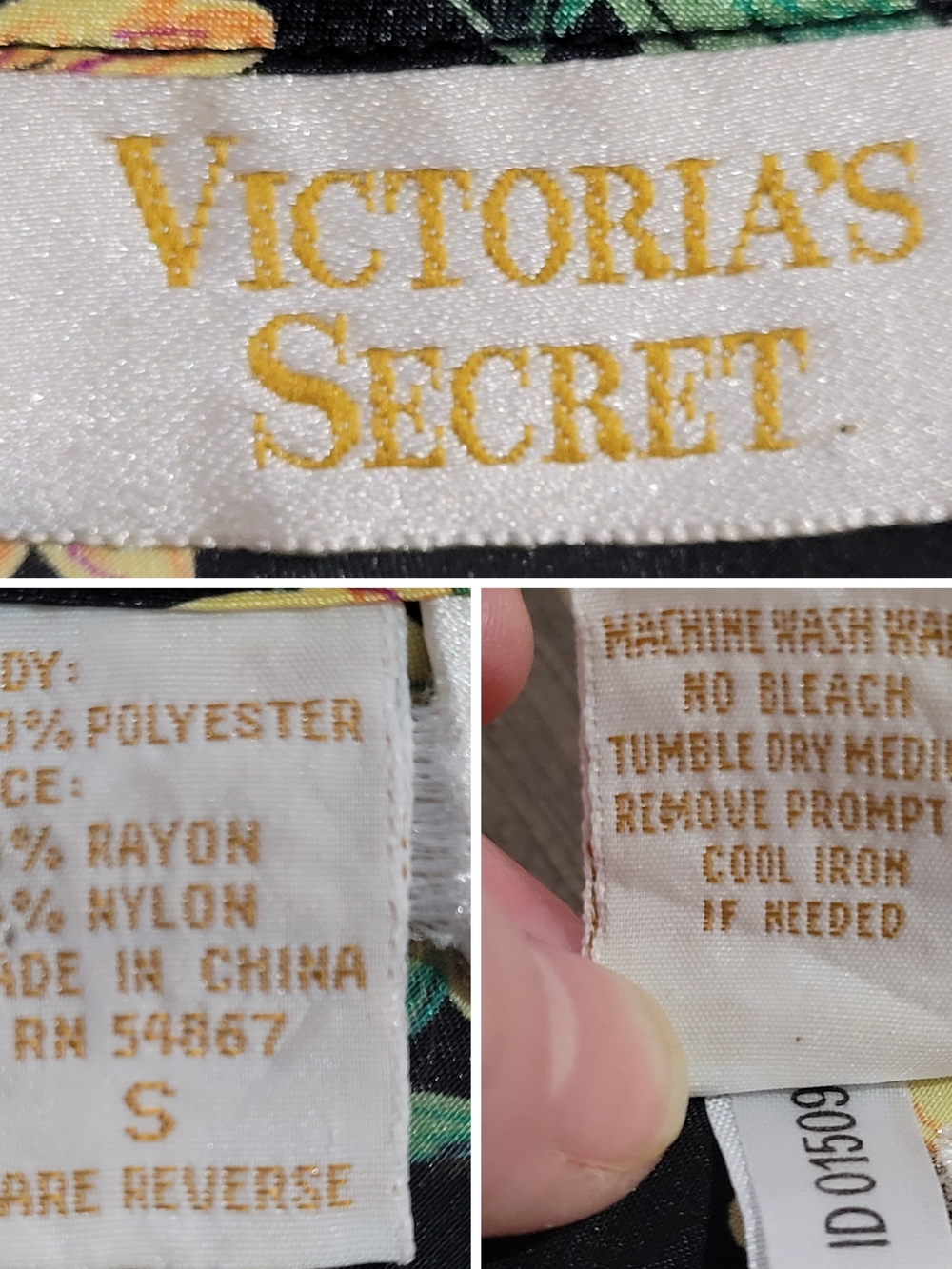 Vintage VS Gold Label Satin Floral Camisole Black Lace 90s S - Picture 2 of 7